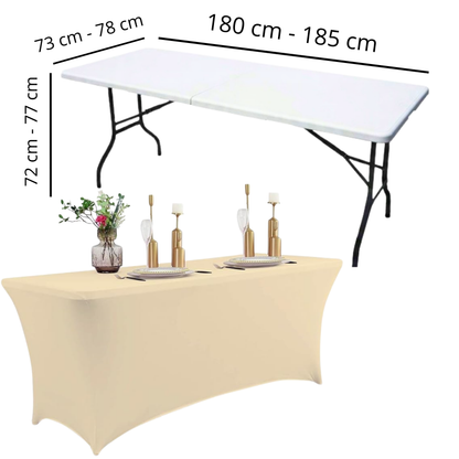 Pokrowiec na stół bankietowy cateringowy SZAMPAŃSKI BEŻOWY 180×76 cm | Premium jakość