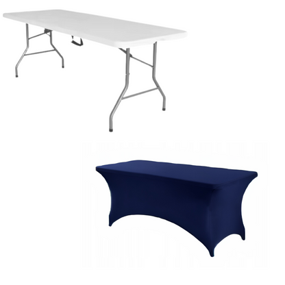 Pokrowiec na stół bankietowy cateringowy GRANATOWY 180×76 cm | Premium jakość