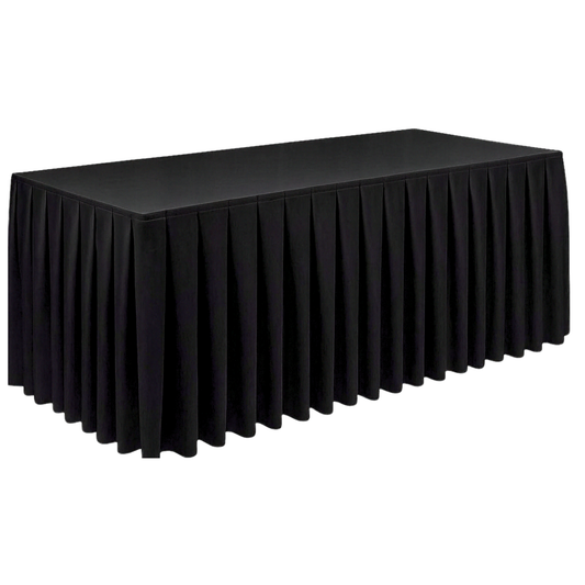 FALBANA do stołu CZARNA 565 cm – elegancki skirting cateringowy 220 gsm | Profesjonalne wykończenie stołu bankietowego