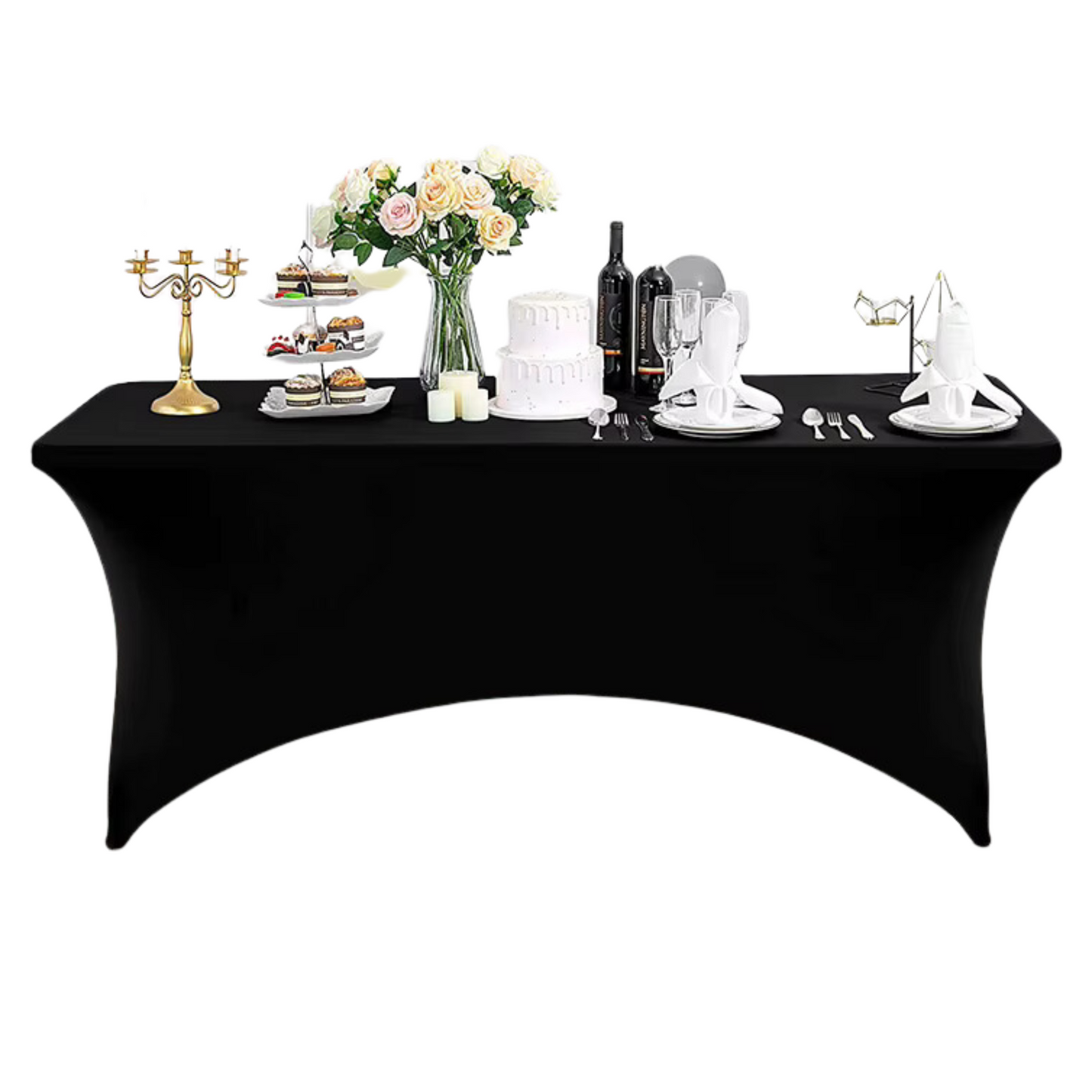 Pokrowiec na stół bankietowy cateringowy CZARNY 180×76 cm | Premium jakość