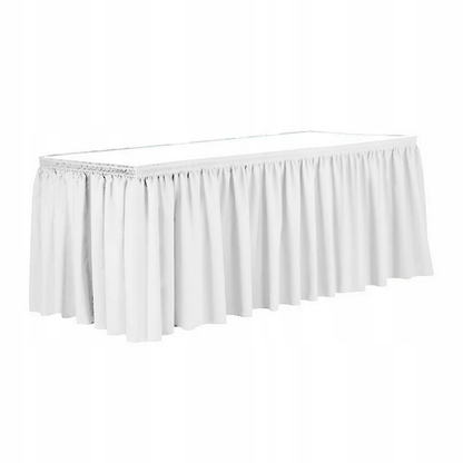 BIAŁA falbana do stołu 565 cm - elegancka, wytrzymała, z efektownymi plisami | Profesjonalne wykończenie stołu bankietowego