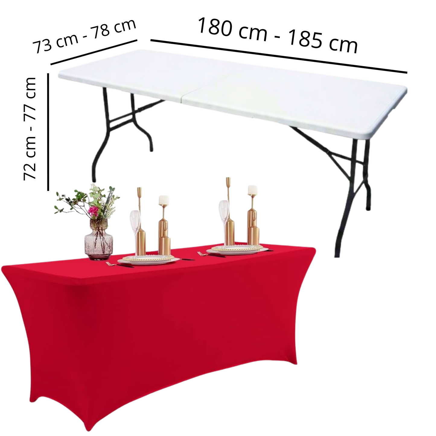 Pokrowiec na stół bankietowy cateringowy CZERWONY 180×76 cm | Premium jakość