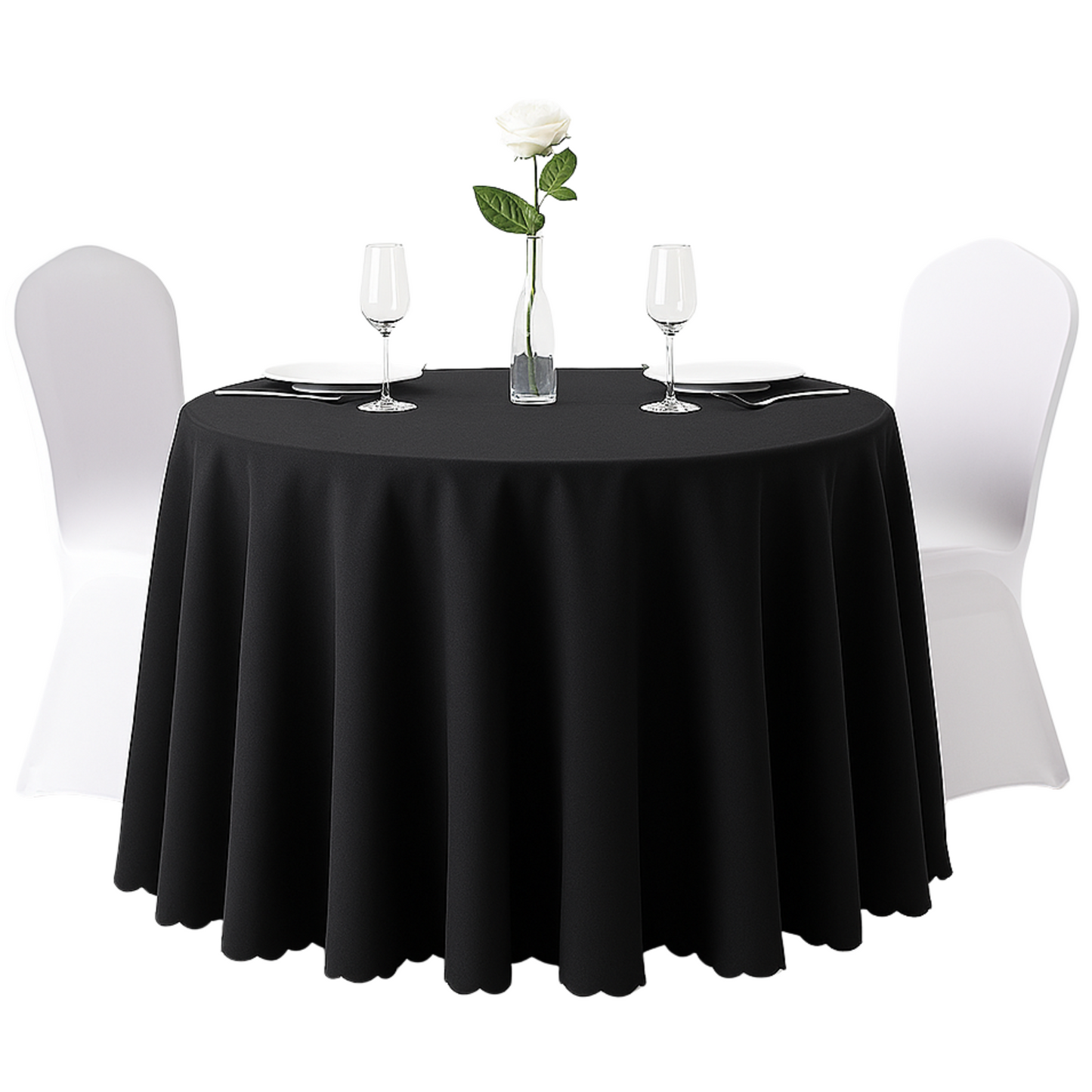 CZARNY obrus okrągły 320 cm – elegancki, matowy, z miękkiej tkaniny | Idealny na stół 180 cm