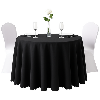 CZARNY obrus okrągły 320 cm – elegancki, matowy, z miękkiej tkaniny | Idealny na stół 180 cm