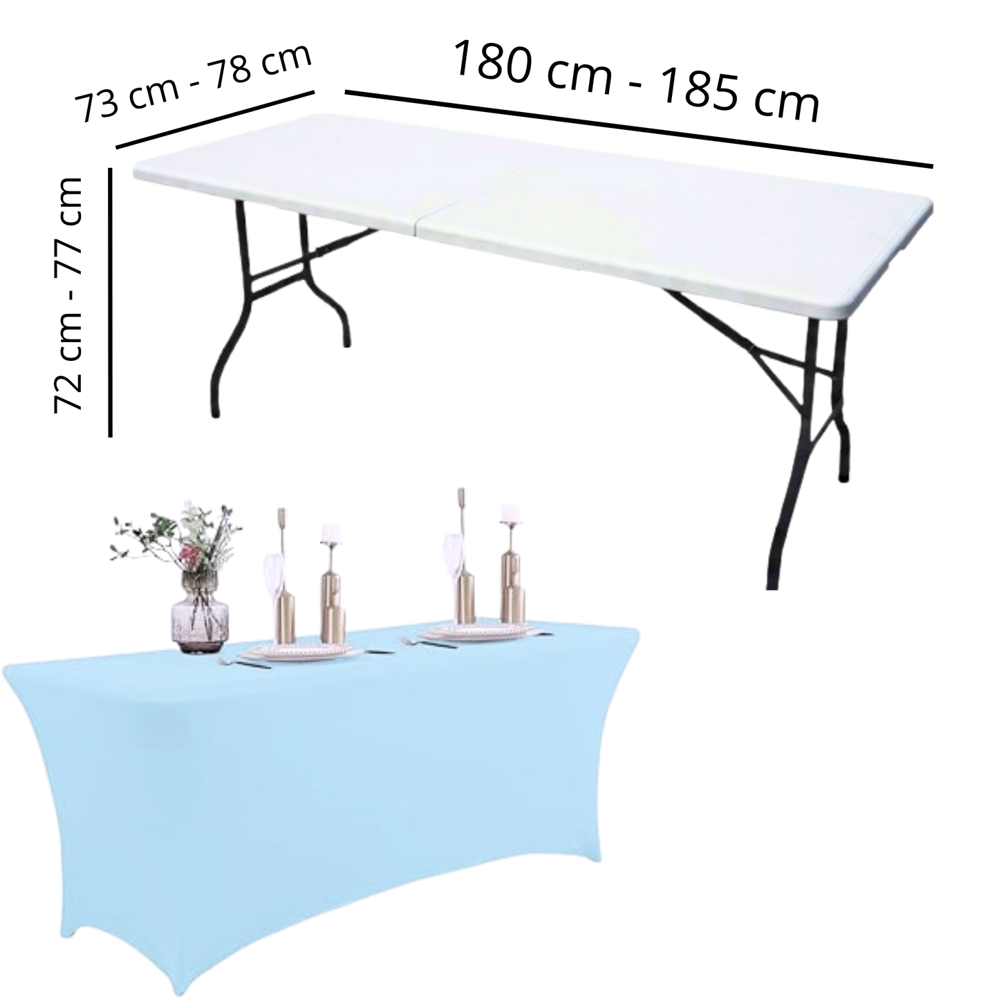 Pokrowiec na stół bankietowy cateringowy NIEBIESKI BŁĘKITNY 180×76 cm | Premium jakość