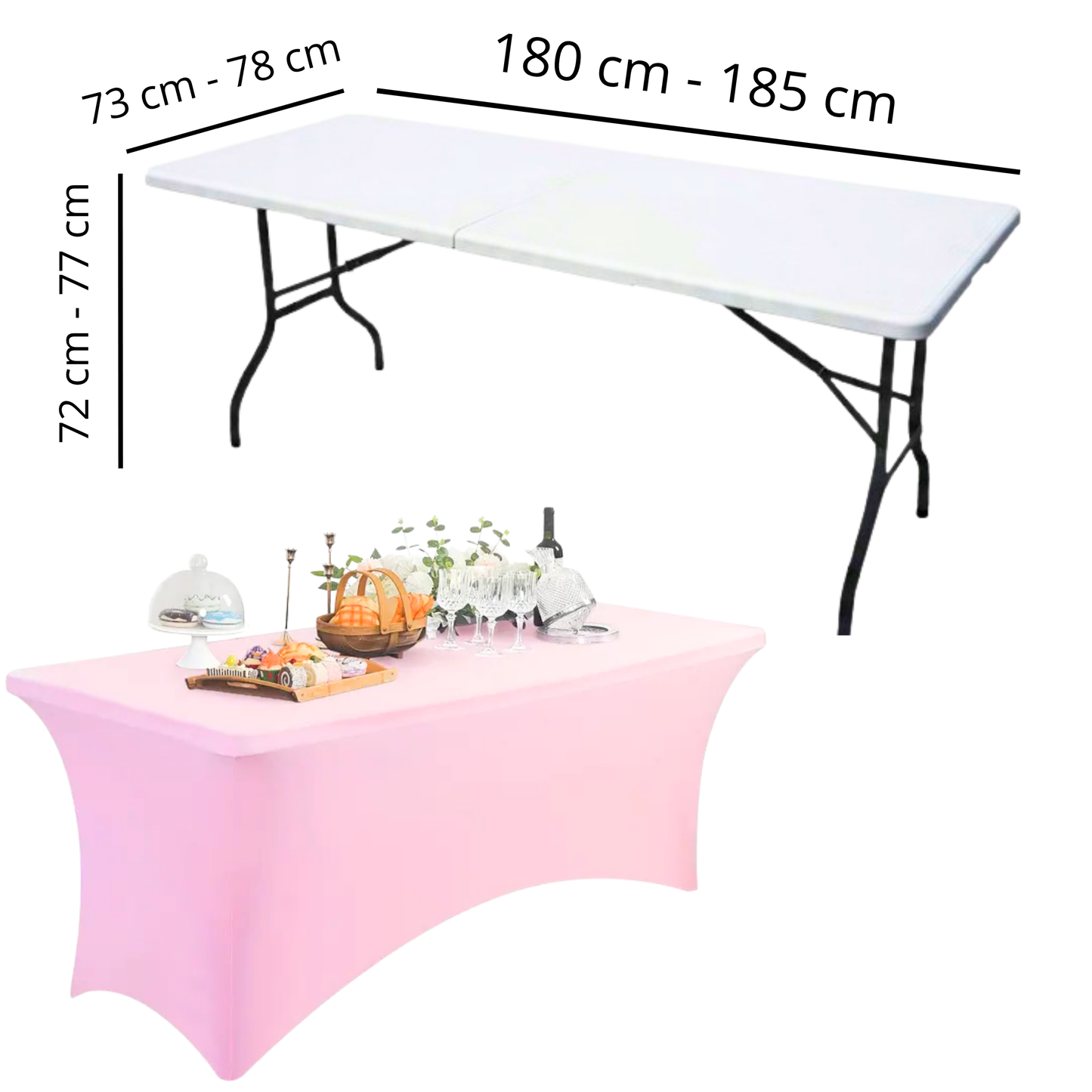 Pokrowiec na stół bankietowy cateringowy RÓŻOWY 180×76 cm | Premium jakość