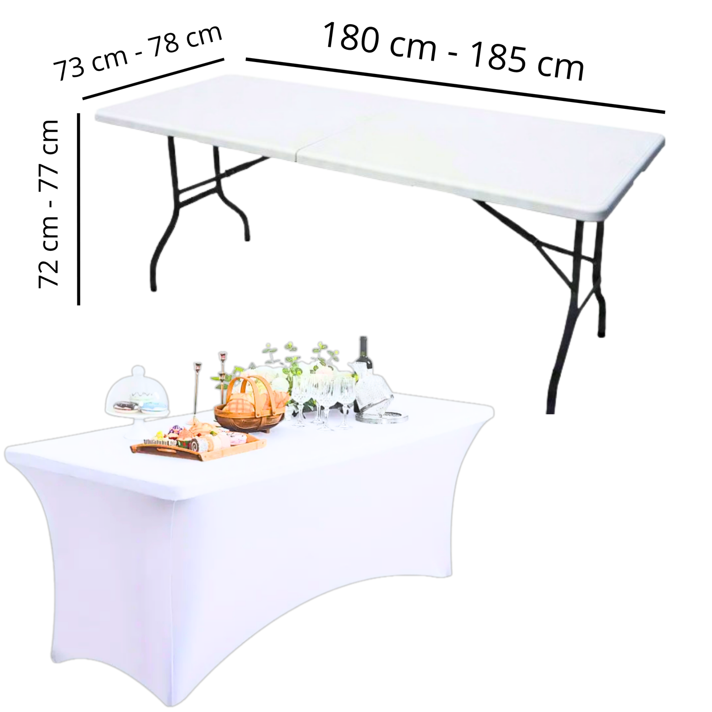 Pokrowiec na stół bankietowy cateringowy BIAŁY 180×76 cm | Premium jakość