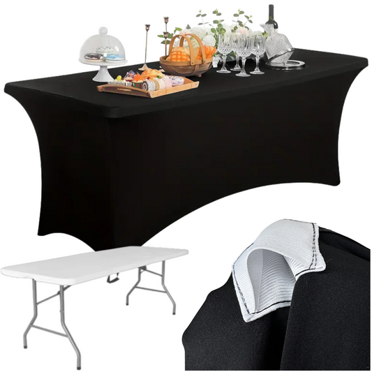 Pokrowiec na stół bankietowy cateringowy CZARNY 180×76 cm | Premium jakość