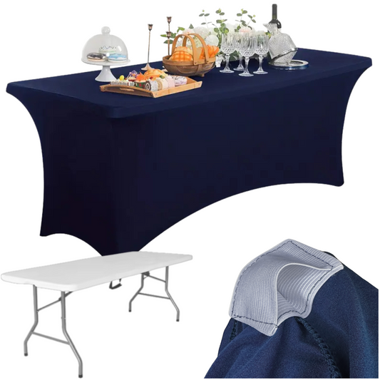 Pokrowiec na stół bankietowy cateringowy GRANATOWY 180×76 cm | Premium jakość