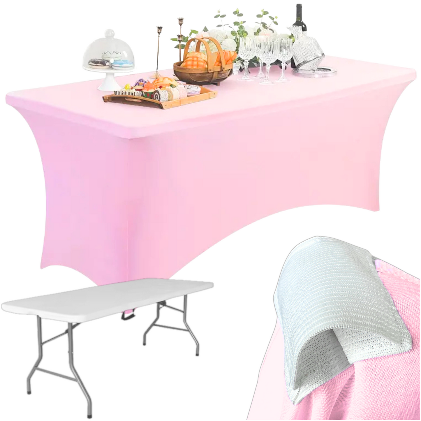 Pokrowiec na stół bankietowy cateringowy RÓŻOWY 180×76 cm | Premium jakość