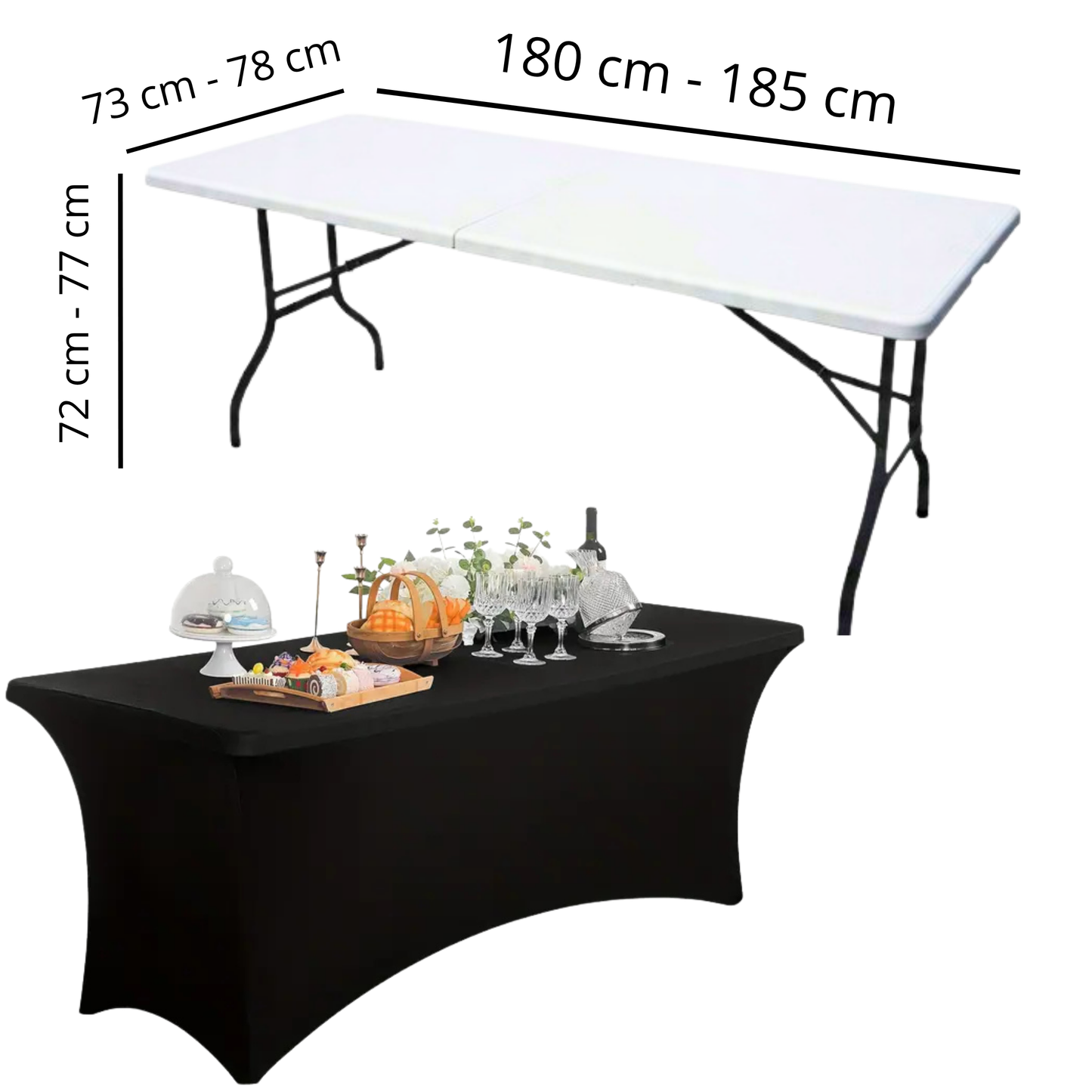Pokrowiec na stół bankietowy cateringowy CZARNY 180×76 cm | Premium jakość