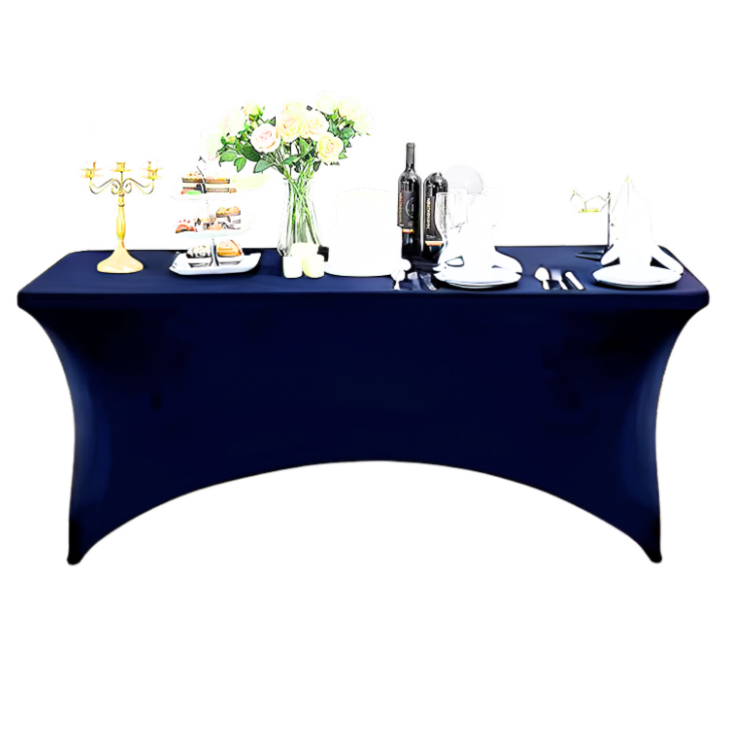 Pokrowiec na stół bankietowy cateringowy GRANATOWY 180×76 cm | Premium jakość