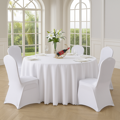 BIAŁY obrus okrągły 320 cm – elegancki, matowy, z miękkiej tkaniny | Idealny na stół 180 cm