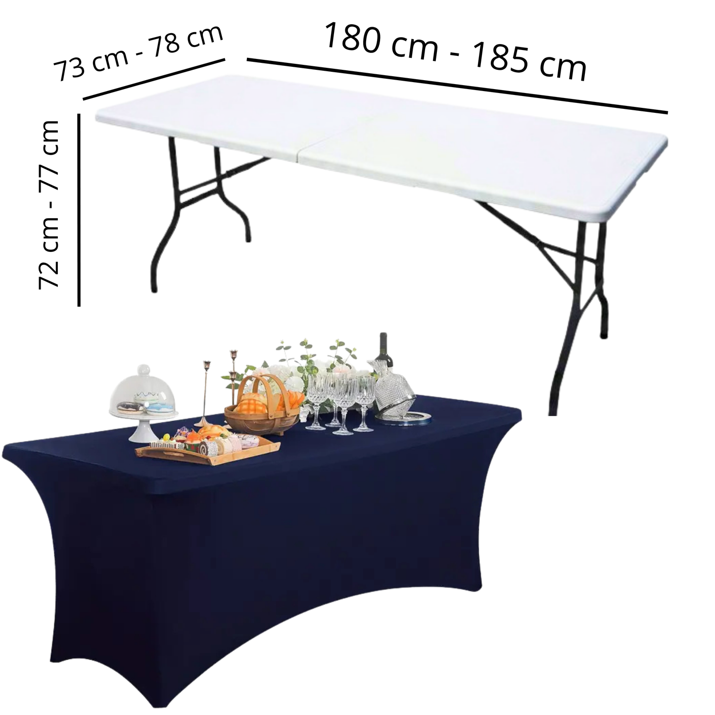 Pokrowiec na stół bankietowy cateringowy GRANATOWY 180×76 cm | Premium jakość