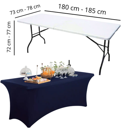 Pokrowiec na stół bankietowy cateringowy GRANATOWY 180×76 cm | Premium jakość