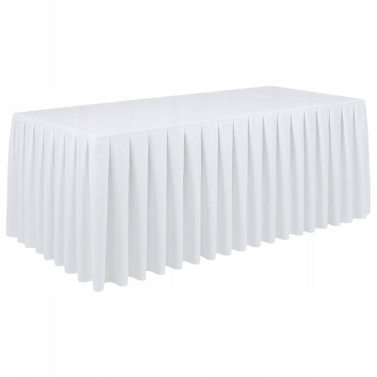 BIAŁA falbana do stołu 565 cm - elegancka, wytrzymała, z efektownymi plisami | Profesjonalne wykończenie stołu bankietowego