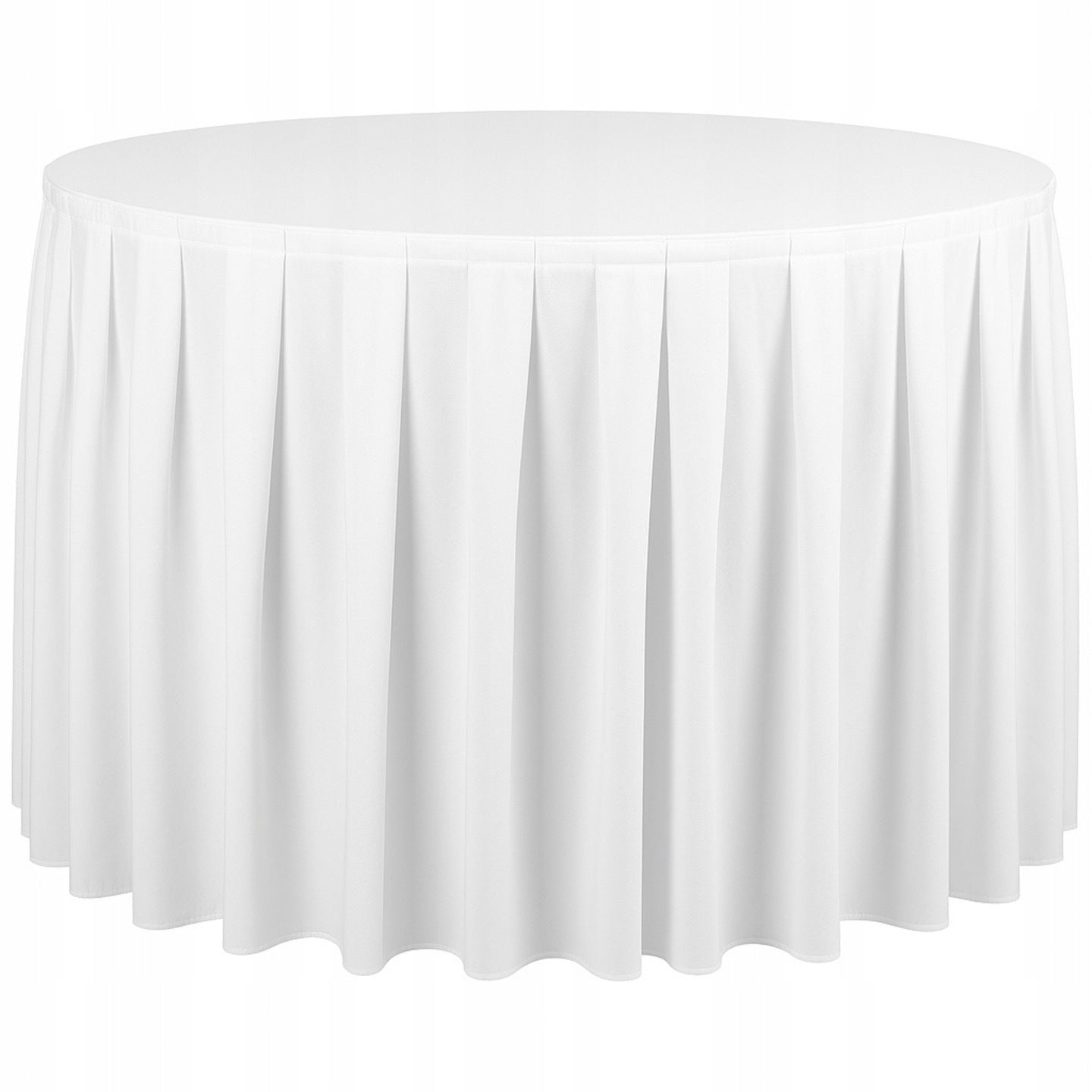 BIAŁA falbana do stołu 565 cm - elegancka, wytrzymała, z efektownymi plisami | Profesjonalne wykończenie stołu bankietowego