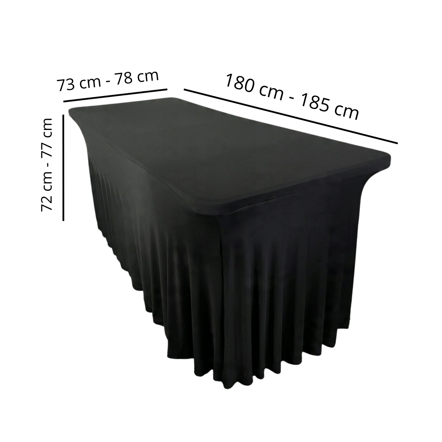 Obrus na stół z falbaną 180 cm CZARNY | Skirting, elastyczny, pokrowiec bankietowy cateringowy